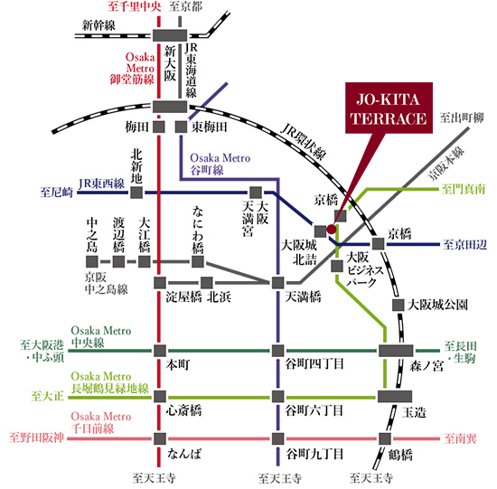 JO-KITA TERRACEの路線図